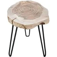 Invicta Massief houten bijzettafel GOA 40cm acaciaboomstam boomschijf metalen poten haarspeldpoten - 36707