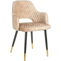Invicta Elegante stoel PARIS grijs fluweel decoratief quilten en gouden voetdoppen - 40572