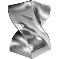 Invicta Sculpturale bijzettafel TWIST 30cm zilver gepolijst aluminium kruk modern design - 30220