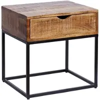 Invicta Industrieel nachtkastje IRON CRAFT 45cm mangohout met lade bijzettafel - 39589