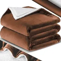 Kesser Fleece deken Flannel Plaid Sherpa Knuffeldeken Deken voor op de bank - Donkerbruin, L (130 cm x 150 cm)
