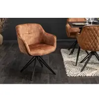 Riess Draaibare design stoel EUPHORIA bruin fluweel met armleuning metalen frame zwart - 40262