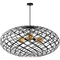 Lucide WOLFRAM - Hanglamp - Ø 100 cm - 3xE27 - Zwart