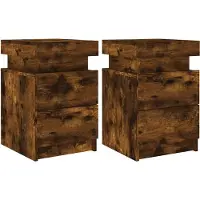 vidaXL Nachtkastjes met LED-verlichting 2 st 35x39x55 cm gerookt eiken