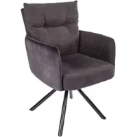 Invicta Draaistoel BIG GEORGE Antraciet fluweel getextureerde stof fauteuil lente kern - 40168