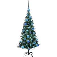 vidaXL Kunststof Voorverlichte Kerstboom Groen 120 cm PVC en Metalen