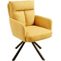 Riess Draaibare retro stoel BIG GEORGE mosterdgeel met armleuningen en Bonnell veerbekleding - 42083