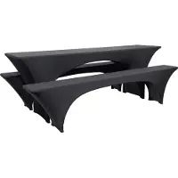 Beautissu Victoria - 3-delig Elastische Hoezen voor Biertentgarnituur 220x50 cm - Feestelijke Hoes voor Biertafel & 2 Hoezen voor Bierbanken in Zwart