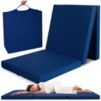 Beautissu Campix - opvouwbare matras 60x190 cm - reisbed matras & gastenmatras- zitblok opvouwbaar - rechthoekig in donkerblauw