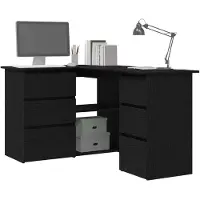 vidaXL Bureau Zwart Eiken Bewerkt hout 145 x 100 x 76 cm