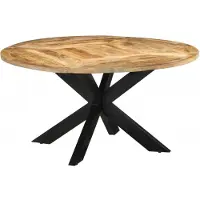 vidaXL Eettafel Ø150x76 cm massief ruw mangohout