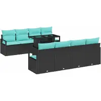 vidaXL Tuinbank Set 9 st 6-Aantal zitplaatsen Zwart en Blauw