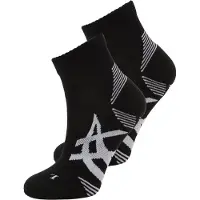 Asics AEG 2 Pack Cushioned Run Quarter Sokken Zwart Wit, Maat XL