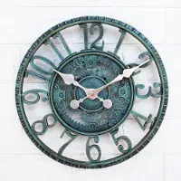 OEM Wandklok, 30 cm, turquoise/groen, vintage, waterdicht
