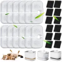 OEM Katzenwaterfilter, 40-delig, drinkfonteinfilter, bestaande uit 20 filters en 20 schuursponsjes