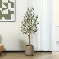 OEM Kunstolijfboom, 150 cm, met een natuurlijke houten stam en realistische vruchten