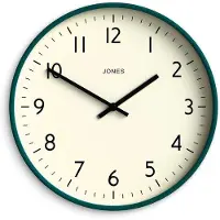 OEM Moderne, ronde wandklok, 30 cm, donkergroen, met een goed leesbaar uurwerk