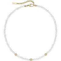 Giorgio Martello Milano schelp parel collier | ketting 45 cm., 925/- sterling zilver geelgoud vergulde zirkonia bolletjes.