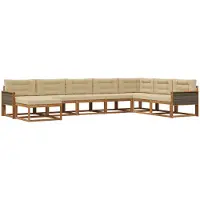 vidaXL Buiten bank set 8 st Natuurlijk en Beige