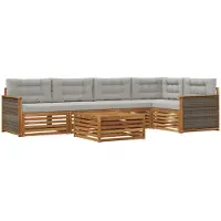 vidaXL Buiten bank set 6 st Naturel en lichtgrijs