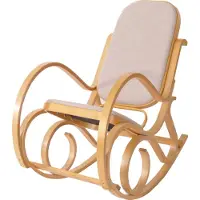 Mendler Schommelstoel M41, draaifauteuil TV-fauteuil, massief hout ~ eiken look, stof/textiel beige