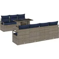 vidaXL Tuinbank Set 8 st 7-Aantal zitplaatsen Grijs en Marineblauw