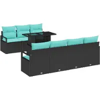 vidaXL Tuinbank Set 8 st 7-Aantal zitplaatsen Zwart en Blauw