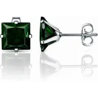 LGT JWLS Classic Stud Oorbellen Vierkant - Groen Zilver-4mm