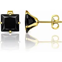 LGT JWLS Classic Stud Oorbellen Vierkant - Zwart Goud-6mm