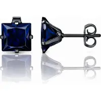 LGT JWLS Classic Stud Oorbellen Vierkant - Blauw Zwart-8mm