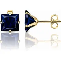 LGT JWLS Classic Stud Oorbellen Vierkant - Blauw Goud-6mm