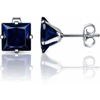 LGT JWLS Classic Stud Oorbellen Vierkant - Blauw Zilver-6mm
