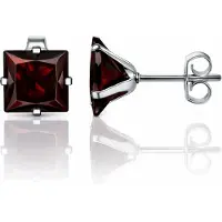 LGT JWLS Classic Stud Oorbellen Vierkant - Rood Zilver-6mm