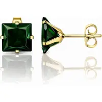 LGT JWLS Classic Stud Oorbellen Vierkant - Groen Goud-6mm