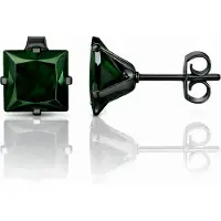LGT JWLS Classic Stud Oorbellen Vierkant - Groen Zwart-8mm