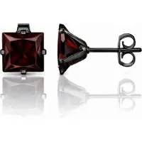 LGT JWLS Classic Stud Oorbellen Vierkant - Rood Zwart-4mm