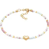 Elli - Armband - Dames hart hanger glazen kralen zomer Kleurrijk in 925 sterling zilver verguld - Dames