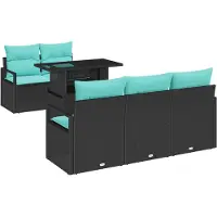 vidaXL Tuinbank Set 6 st 5-Aantal zitplaatsen Zwart en Blauw