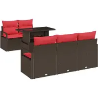vidaXL Tuinbank Set 6 st 5-Aantal zitplaatsen Bruin en Rood