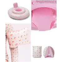Swim Essentials Set van 2 | Baby float 0-12 maanden | Inclusief zwembandjes 0-2 jaar | Roze | Wit | Hartjes | Cozy Hearts