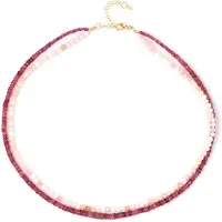 Cavill - Zilveren Halsketting 925 Sterling Verguld - Roze Opaal 0.35 ct & Roze Toermalijn 0.56 ct - Luxe Elegante Damesketting