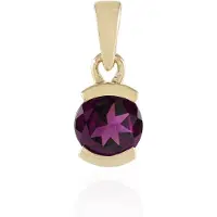Cavill - Zilveren Hanger - 925 Sterling Zilver Verguld - Naktamunda Rhodoliet 1,27 ct Rond - Luxe Edelsteen Sieraad Rood 17x7 mm
