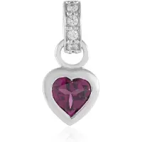 Cavill - Gerhodineerde 925 Sterling Zilveren Hanger - Hartvormige Naktamunda Rhodoliet 0 74 ct - Luxe Dames Sieraad