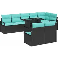 vidaXL Tuinbank Set 9 st 8-Aantal zitplaatsen Zwart en Blauw