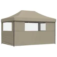 vidaXL Partytent inklapbaar pop-up met 3 zijwanden taupe