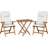 Beliani JAVA PREMIUM - Bistroset voor 2 - Gebroken wit - Acaciahout