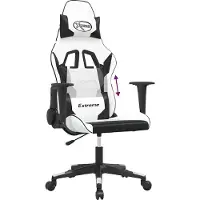 vidaXL Gamingstoel met massagefunctie, wit en zwart, kunstleer