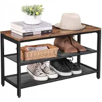 Songmics Serie - Schoenenkast met Zitting - 3 Niveaus - Industrieel Design - Rustiek Bruin