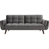 Vente-unique Driezitsslaapbank van grijs velours GULCAN