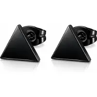Cilla Jewels oorknoppen Edelstaal Driehoek Zwart
